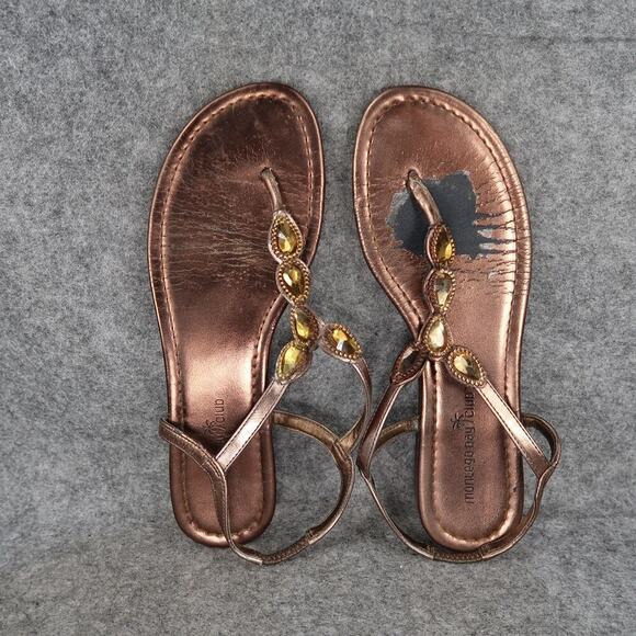 Montego Bay Club Shoes Womens 7.5 Sandals Fashion Flats Thong Ankle Buckle Strap - Picture 6 of 11